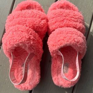 UGG UGGS Oh Fluffita Fluff PINK  Sheepskin Flatform Slingbacks